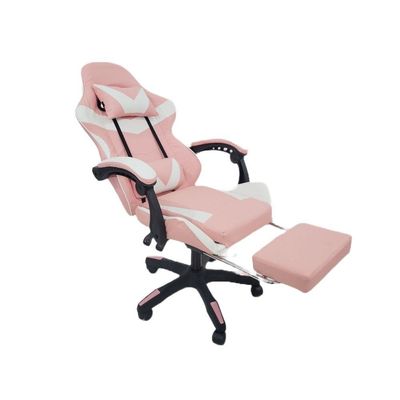 Cadeira Gamer Stillus Oficial Apoio Pés Branco/rosa