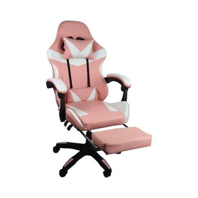 Cadeira Gamer Stillus Oficial Apoio Pés Branco/rosa