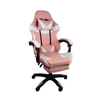 Cadeira Gamer Stillus Oficial Apoio Pés Branco/rosa