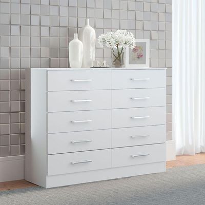 Cômoda Para Quarto Casal Organizadora Com 10 Gavetas Menu Móveis Branco
