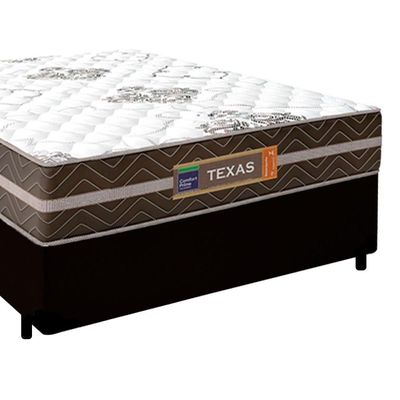 Cama Box Casal Sintético + Colchão Molas Ensacadas Texas Prime Colchões 138cm Preto - Suporta Até 120 Kg Por Pessoa