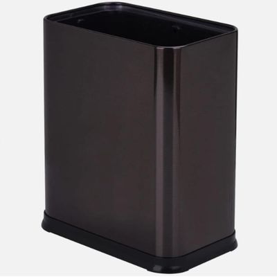 Lixeira Escritorio Sem Tampa Inox Preta 10 Litros Cesto Lixo Aberto Black Aro Banheiro Cozinha Luxo
