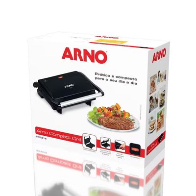 Grill Elétrico Arno Compact Uno GPTO Grelha Antiaderente Trava Lateral Preto Preto / 220V