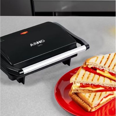 Grill Elétrico Arno Compact Uno GPTO Grelha Antiaderente Trava Lateral Preto Preto / 110V
