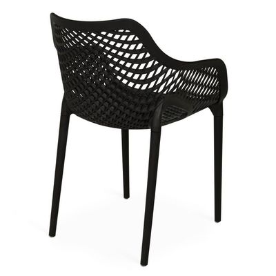 Kit 6 Cadeiras De Jantar Design Suits Com Braços Empilhável Em Polipropileno - Preto