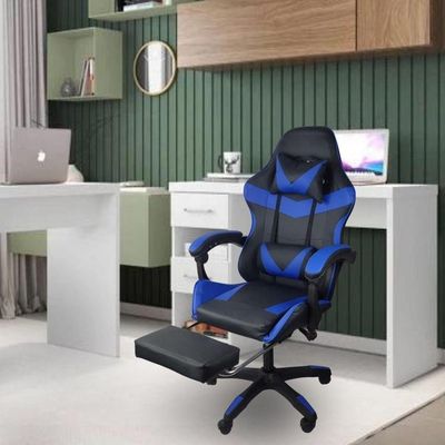 Cadeira Gamer Stillus Oficial Apoio Pés Preto/azul