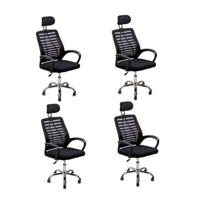 Kit 4 Cadeiras Escritório Oficial Diretor Tela Mesh Encosto