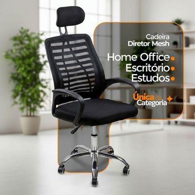Kit 4 Cadeiras Escritório Oficial Diretor Tela Mesh Encosto