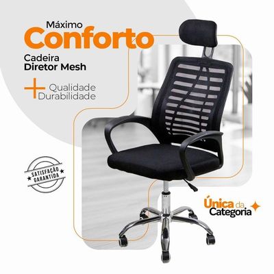 Kit 4 Cadeiras Escritório Oficial Diretor Tela Mesh Encosto