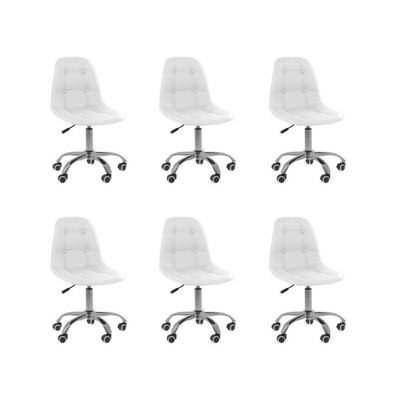 Kit 6 Cadeiras Office Eiffel Botonê Oficial Base Branco