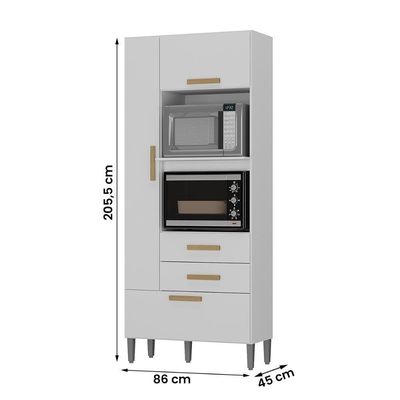Armario Multiuso Seul Torre Cozinha Com 3 Portas E 2 Gavetas Branco