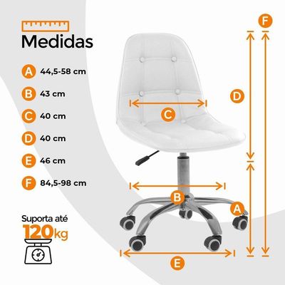 Kit 6 Cadeiras Office Eiffel Botonê Oficial Branco