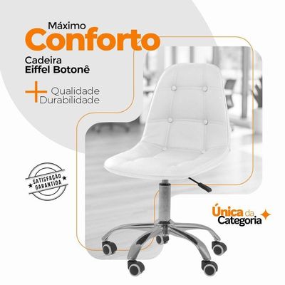 Kit 6 Cadeiras Office Eiffel Botonê Oficial Base Branco