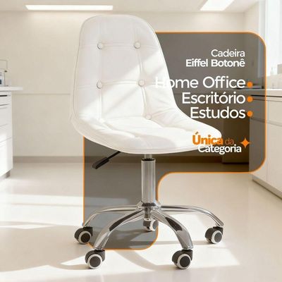 Kit 6 Cadeiras Office Eiffel Botonê Oficial Base Branco