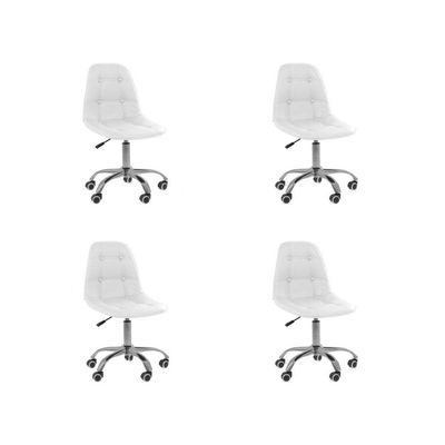 Kit 4 Cadeiras Office Eiffel Botonê Ajustável Oficial Branco
