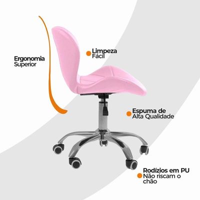 Cadeira Office Eiffel Slim Ajustável Oficial Rosa