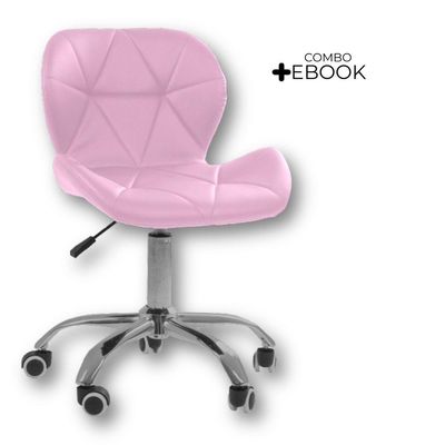 Cadeira Office Eiffel Slim Ajustável Oficial Rosa