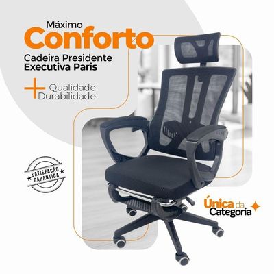 Cadeira De Escritório Presidente Oficial Paris Preto