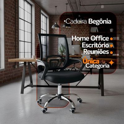 Kit 2 Cadeiras Escritório Oficial Begônia Ergonômico Preto