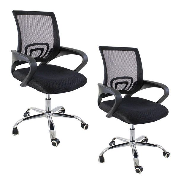 Kit 2 Cadeiras Escritório Oficial Begônia Ergonômico Preto