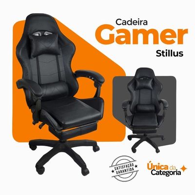 Cadeira Gamer Stillus Oficial Apoio Para Pés Preto