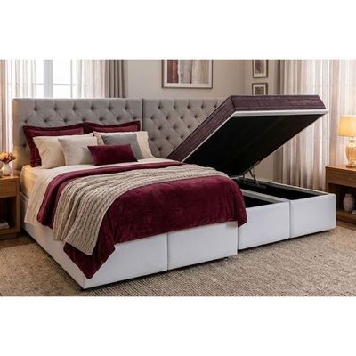 Cama Box Baú Novo + Colchão Molas Kappesberg Ensacadas Inverno Verão + Base Crc Courano White