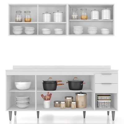 Armário De Cozinha Com Tampo Cp01 180cm Pérola Branco Z34 - Mpozenato