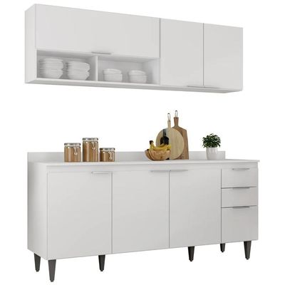 Armário De Cozinha Com Tampo Cp01 180cm Pérola Branco Z34 - Mpozenato