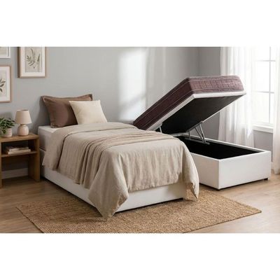 Cama Box Baú Novo + Colchão Molas Kappesberg Ensacadas Inverno Verão + Base Crc Courano White
