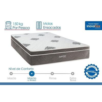 Cama Box Baú Casal + Colchão Molas Inovaflex Essential