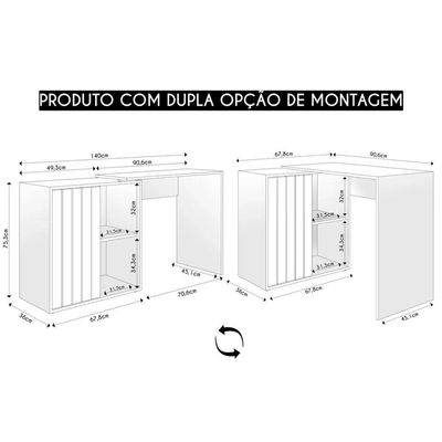 Mesa Para Escritório Home Office 1 Porta Ripada Tech Mel-cacao - Caemmun