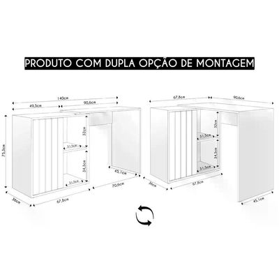 Mesa Para Escritório Home Office 1 Porta Ripada Tech Mel-cacao - Caemmun