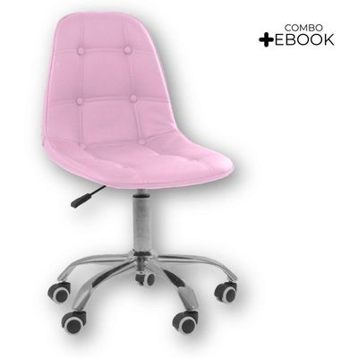 Cadeira Giratória Office Eiffel Botonê Oficial Rosa