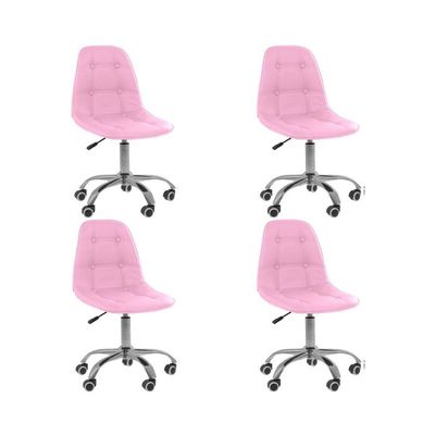 Kit 4 Cadeiras Office Eiffel Botonê Oficial Rosa