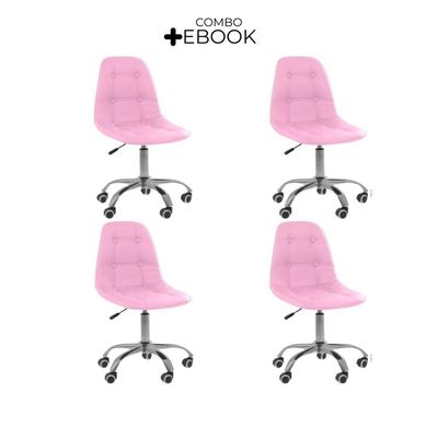 Kit 4 Cadeiras Office Eiffel Botonê Oficial Rosa