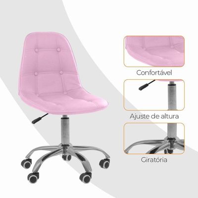 Cadeira Office Eiffel Botonê Ajustável Oficial Rosa