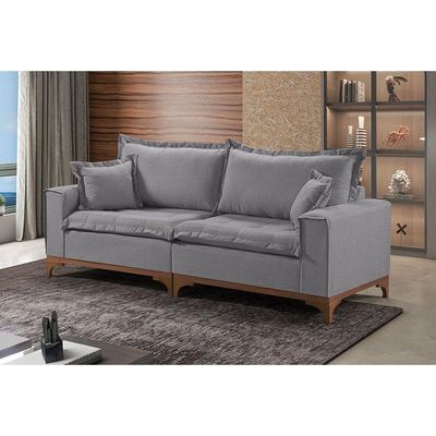 Sofá 4 Lugares Living Linho M-47 Martins Cinza