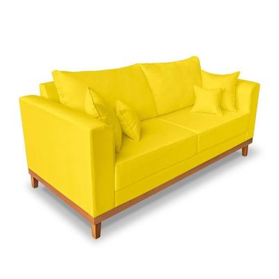 Sofá Viena Beny 3 Lugares Suede Amarelo