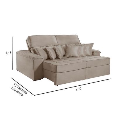 Sofa Martins M-188 02 Md.80 Com Almofadas V-211 Bege
