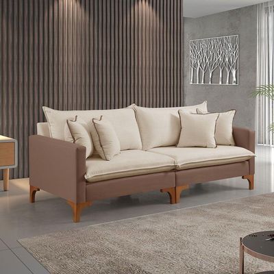 Sofá Fixo 4 Lugares M-195 2,40m – Estofados Martins Linho Creme