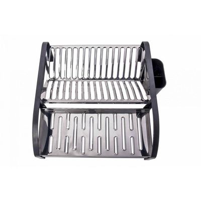 Escorredor 16 Pratos Aço Inox Tipo Cama Preto Domum