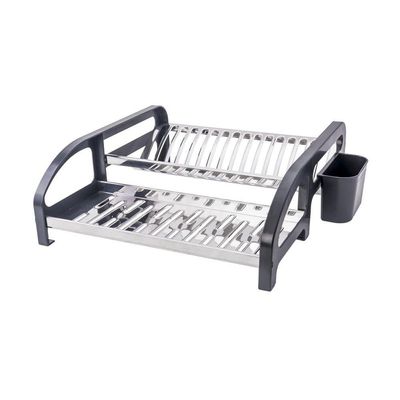 Escorredor 16 Pratos Aço Inox Tipo Cama Preto Domum