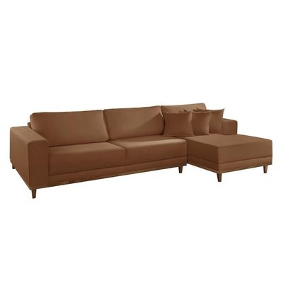 Sofá Cronos Veludo 4lug Chaise Lado Direito Meu Sofá Online B020 Veludo Terra