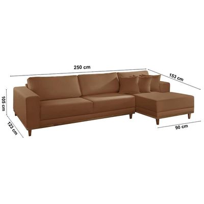 Sofá Cronos Veludo 4lug Chaise Lado Direito Meu Sofá Online B020 Veludo Terra