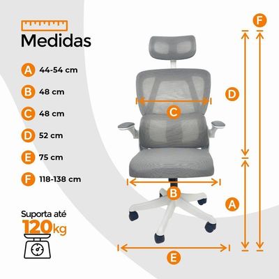 Cadeira De Escritório Presidente Oficial Legacy Cinza