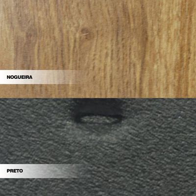 Mesa Sala de Jantar 8 Lugares 250cm Tampo Oval Efron Nogueira/Preto - Gran Belo