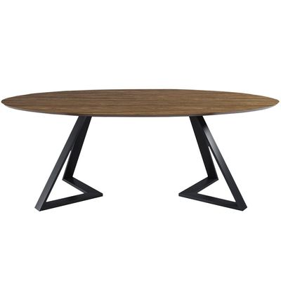 Mesa Sala de Jantar 8 Lugares 250cm Tampo Oval Efron Nogueira/Preto - Gran Belo