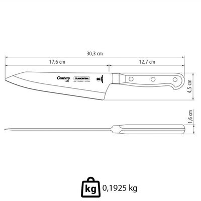 Faca Para Fatiar E Picar Tramontina Century Com Lâmina Em Inox Cabo De Policarbonato 7" 24025007