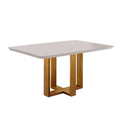 Conjunto Sala De Jantar Mesa E 4 Cadeiras Madeira Maciça Madri Linho Cinza Mel/off White/cinza Claro