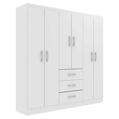 Guarda Roupa Casal Sevilha 6 Portas 3 Gavetas - Branco Branco